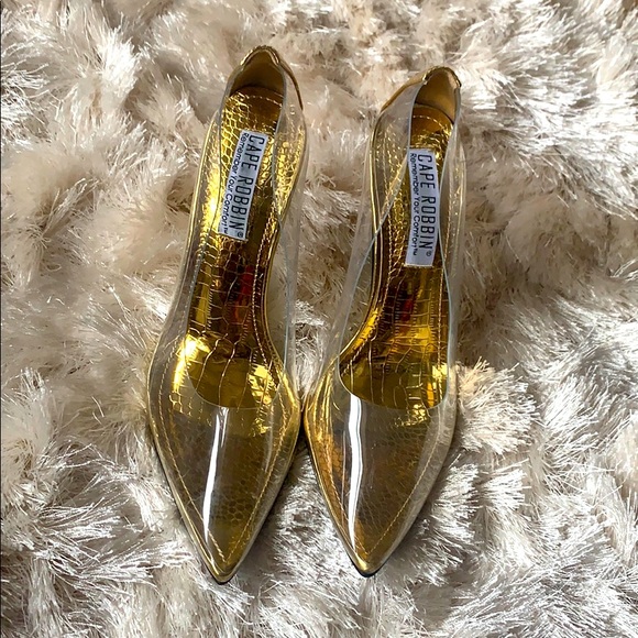 Clear and Gold Heels - Picture 1 of 3